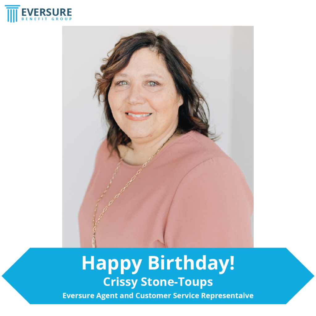 Graphic that says "Happy birthday Crissy" with a photo of her